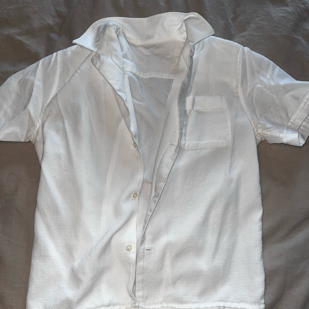 White short sleeve cover up button up